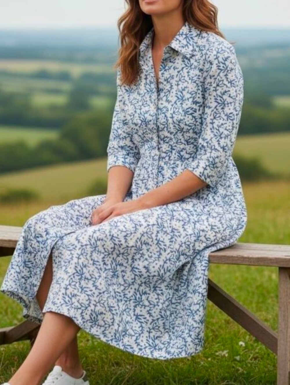 Livro blue and White Floral Shirt Dress, XS